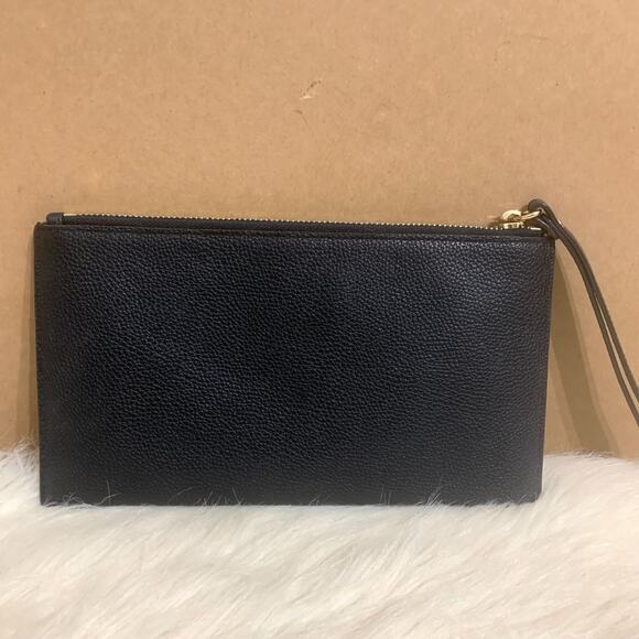 MICHAEL KORS Large 10" Black Pebbled Leather FLAT Pouch Wristlet Clutch - Picture 6 of 12
